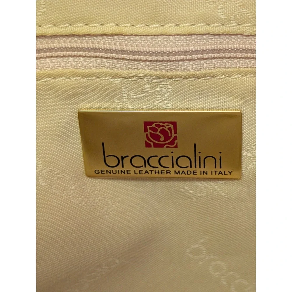 New! Braccialini Italian Leather Embellished Handbag In Fushia
